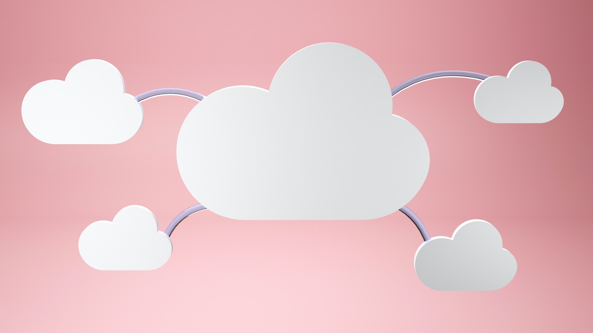 Cute clouds on pink background 3d render
