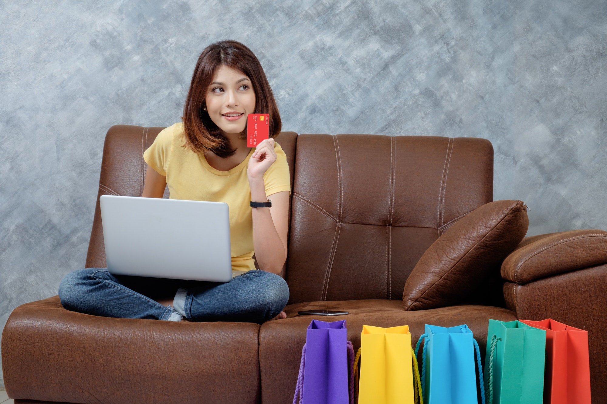 Online shopping. Customer shopping online pay by credit card.
